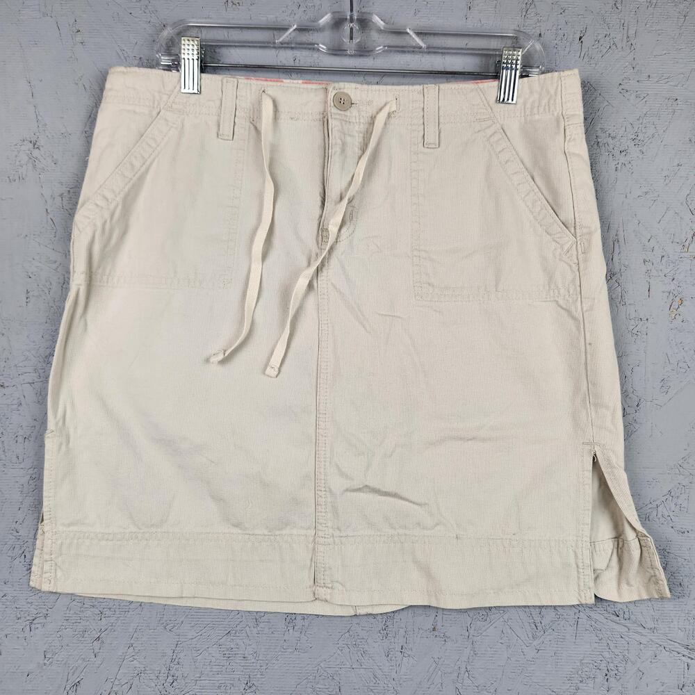 Vintage Hydraulic Skirt Womens 12 Beige Khaki Cotton Twill Pockets Casual Y2K